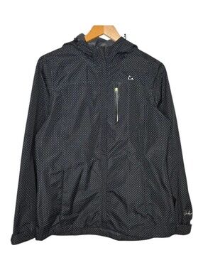 Paradox Womens Polka Dot Full Zip Hooded Waterproof Rain Jacket Size Small